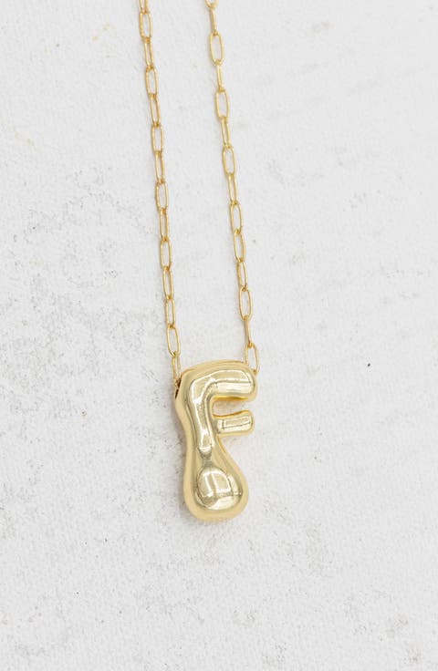 Small Paperclip Necklace with Gold Letter Charm