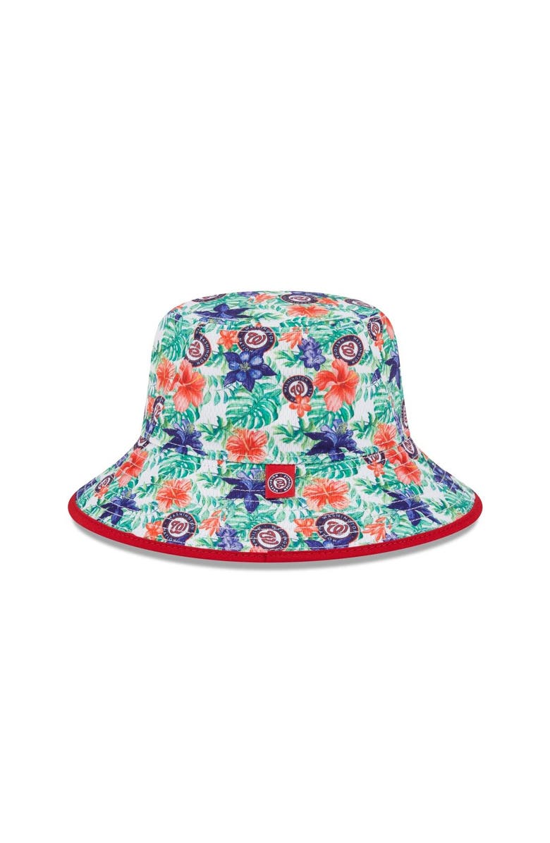 New Era Men's New Era Washington Nationals Tropic Floral Bucket Hat, Alternate, color, Red