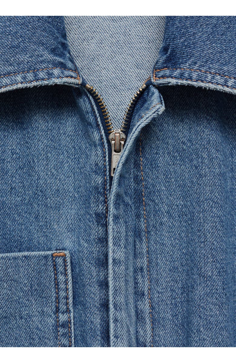 MANGO Fleur Tie Waist Denim Jumpsuit, Alternate, color, Medium Blue