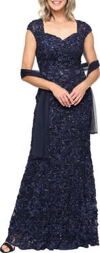 Alex Evenings Soutache Mermaid Gown with Shawl