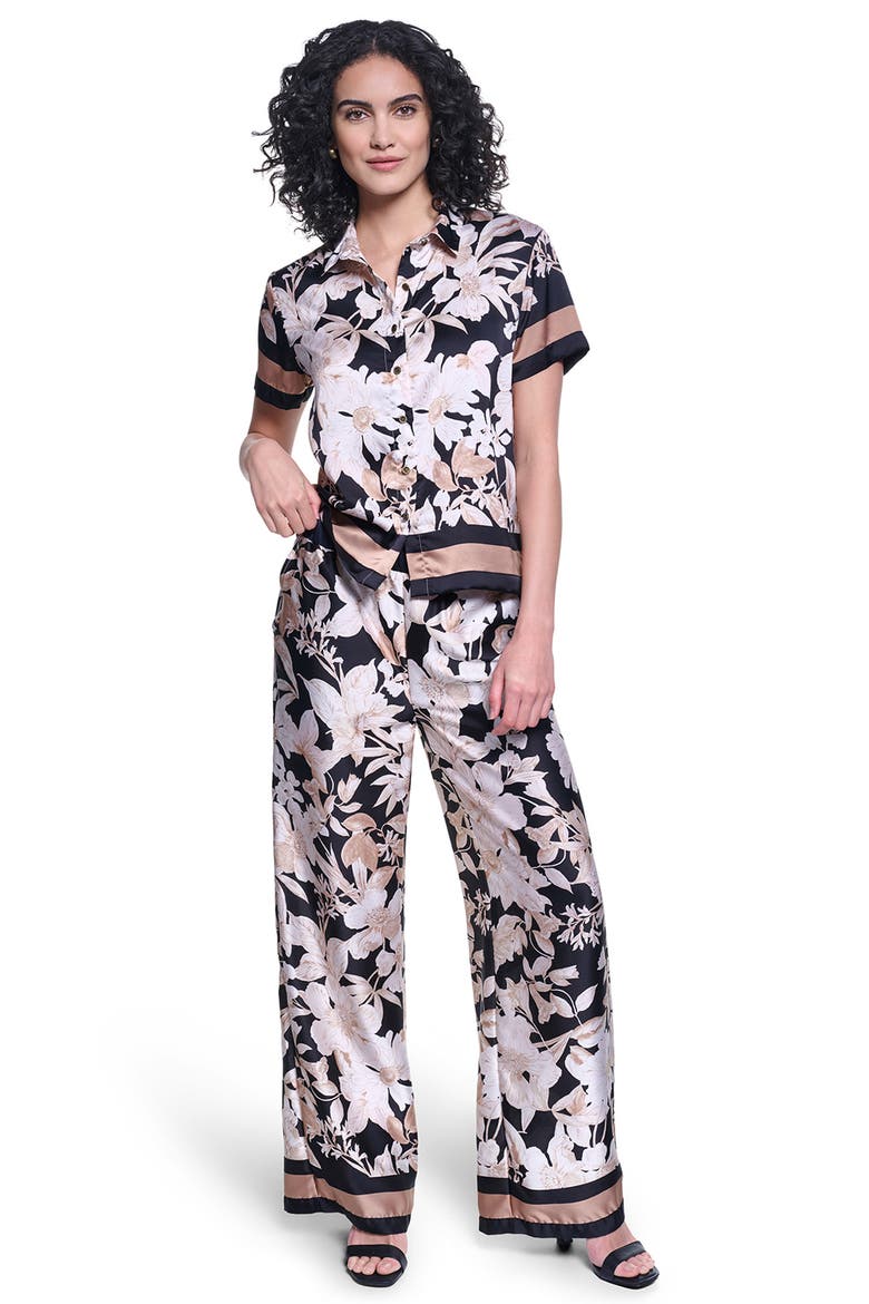 Floral Print Wide Leg Pants, Alternate, color, MIDNIGHT COMBO