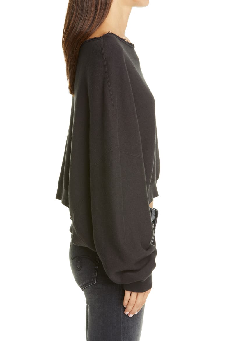 Patti Wide Neck Crop Sweatshirt, Alternate, color, WASHED BLACK