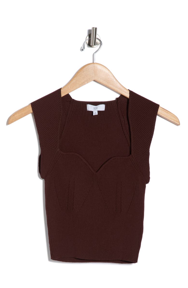 NSR Sweetheart Sleeveless Sweater Top, Main, color, Brown