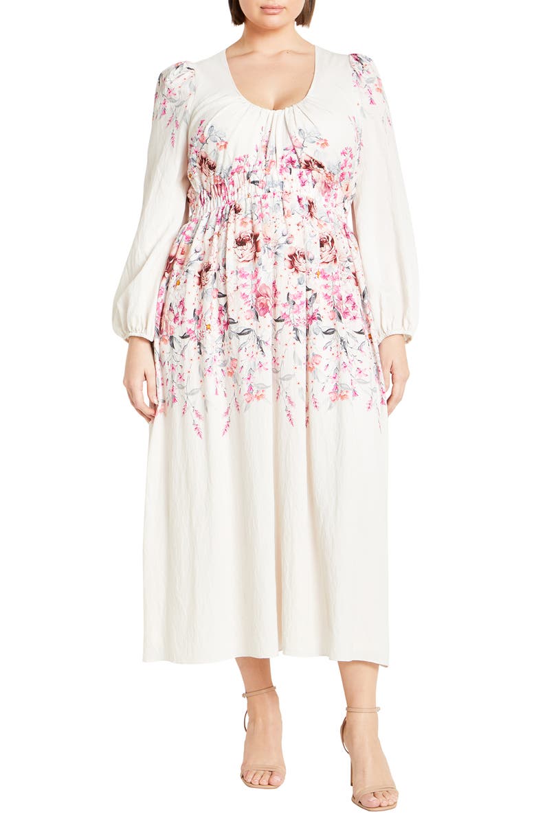 City Chic Keyla Floral Long Sleeve Maxi Dress, Main, color, Posie Iry Perfection