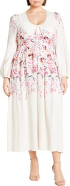 City Chic Keyla Floral Long Sleeve Maxi Dress