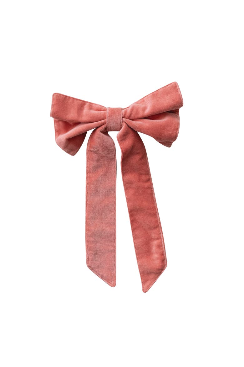 Cotton Velvet Bow with Iron Clip, Main, color, Coral Color