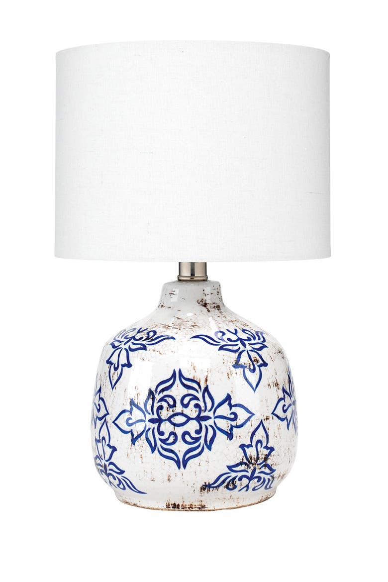 Ruby Table Lamp, Main, color, WHITE/BLUE PATTERNED CERAMIC