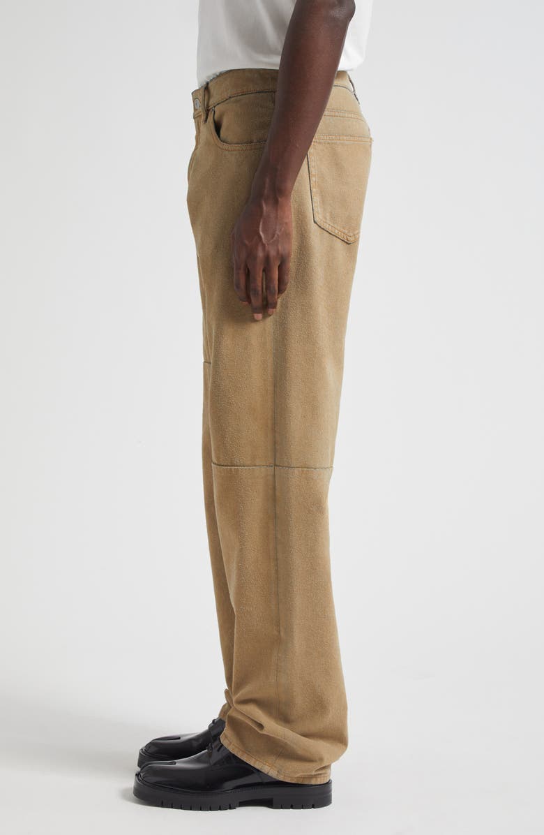 MM6 Maison Margiela Faux Suede Bonded Denim Straight Leg Jeans, Alternate, color, Sand