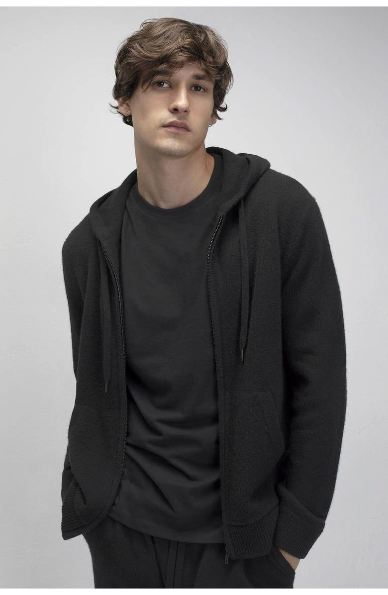 NAKED CASHMERE Jake Zip-Up Cashmere Hoodie, Alternate, color, Black