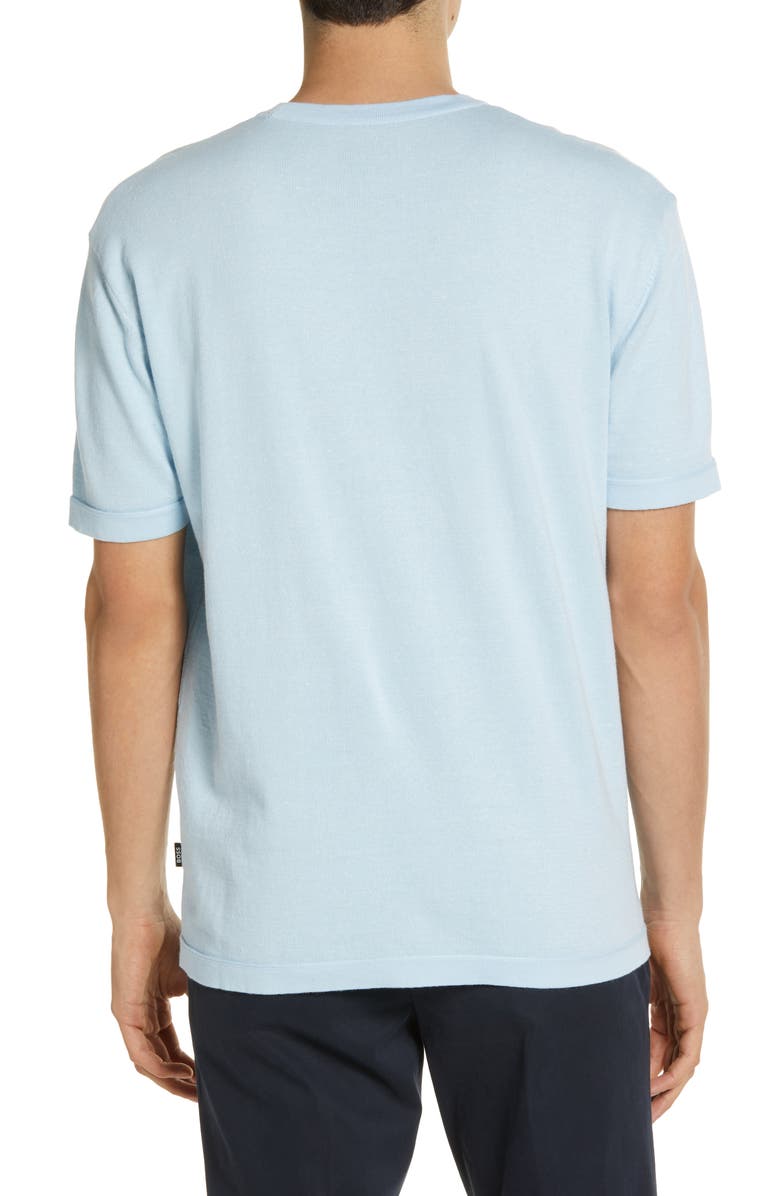 BOSS Tameo Cotton & Linen T-Shirt, Alternate, color, Light/ Pastel Blue