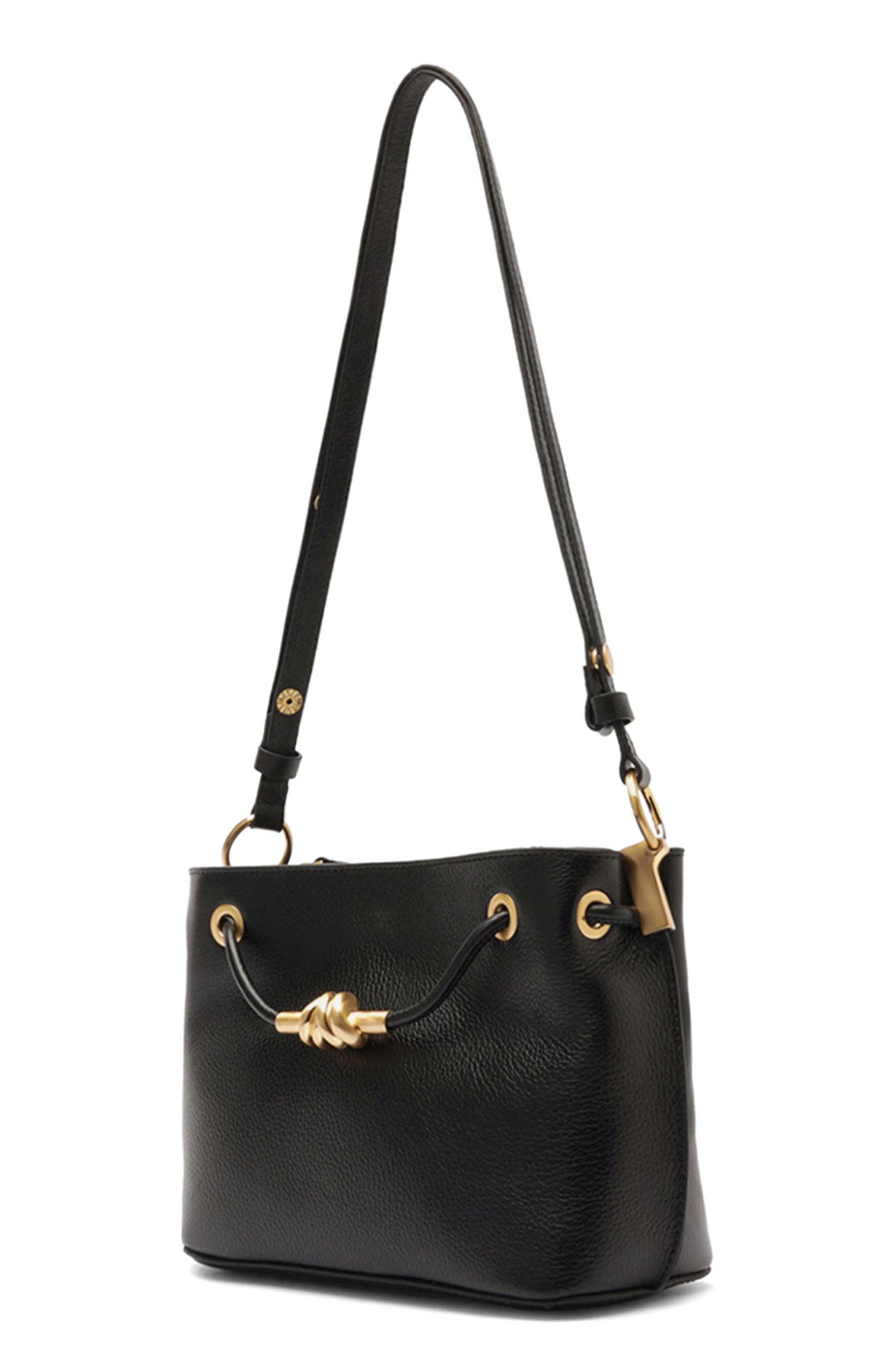 Arezzo Small Daphne Leather Crossbody Bag, Alternate, color, Black