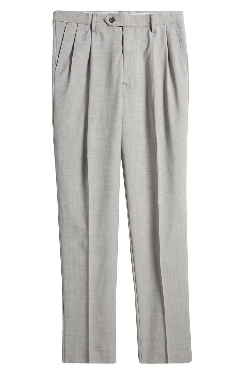 Berle Pleated Tropical Weight Wool Dress Pants, Alternate, color, Light Grey