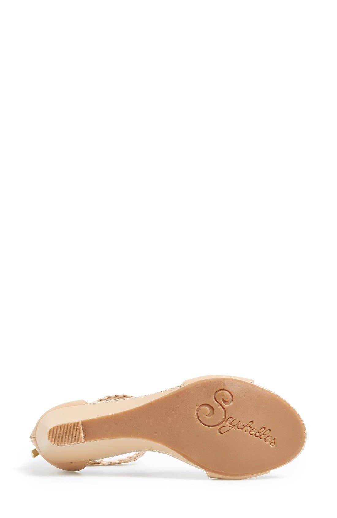 'Spelling Bee' Leather Ankle Cuff Wedge Sandal, Alternate, color, NUDE