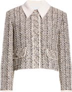 ST. JOHN Metallic Collage Tweed Crop Jacket