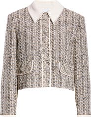 ST. JOHN Metallic Collage Tweed Crop Jacket