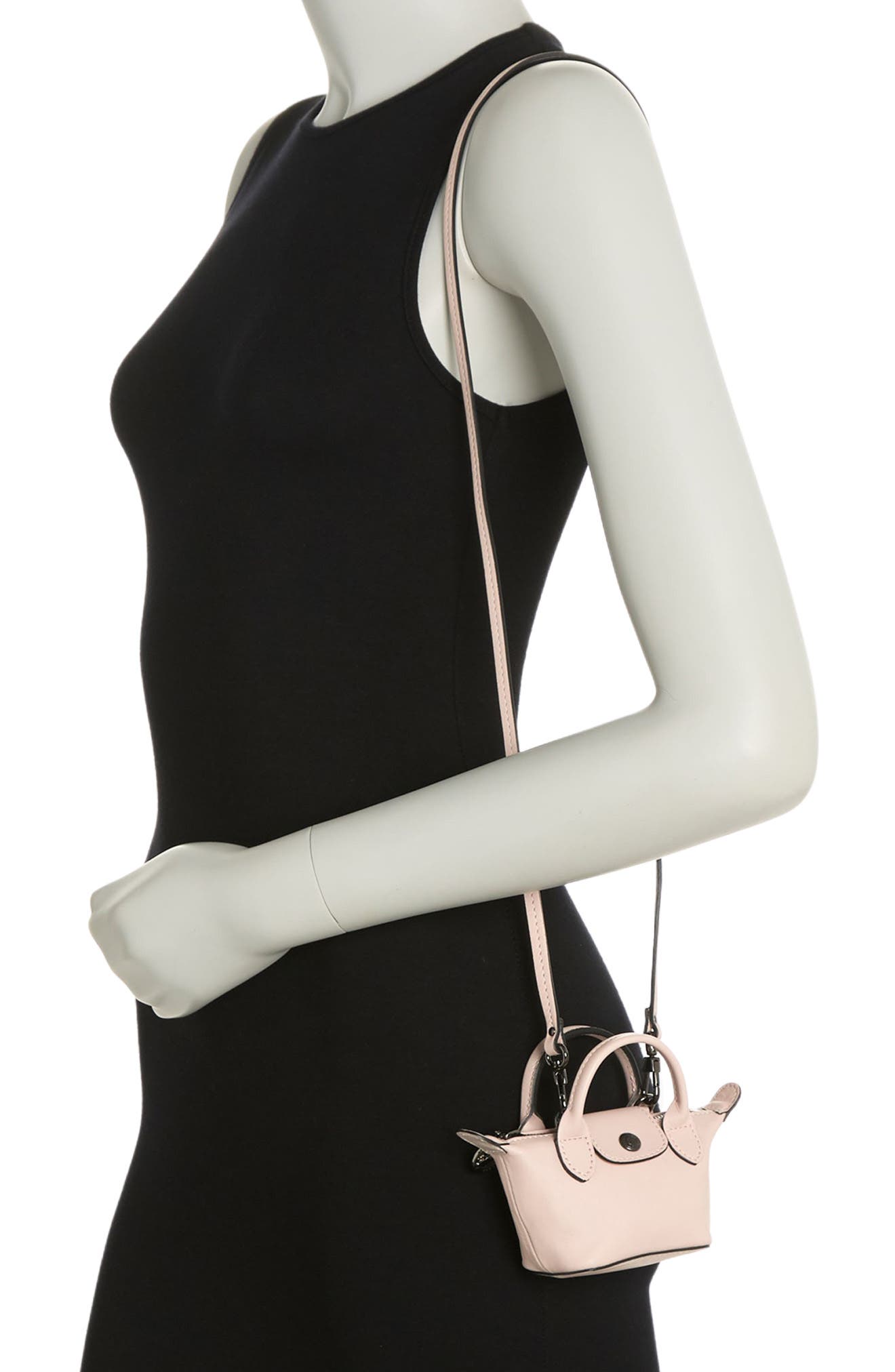 Longchamp Le Pliage Leather Top Handle Crossbody Bag, Alternate, color, 