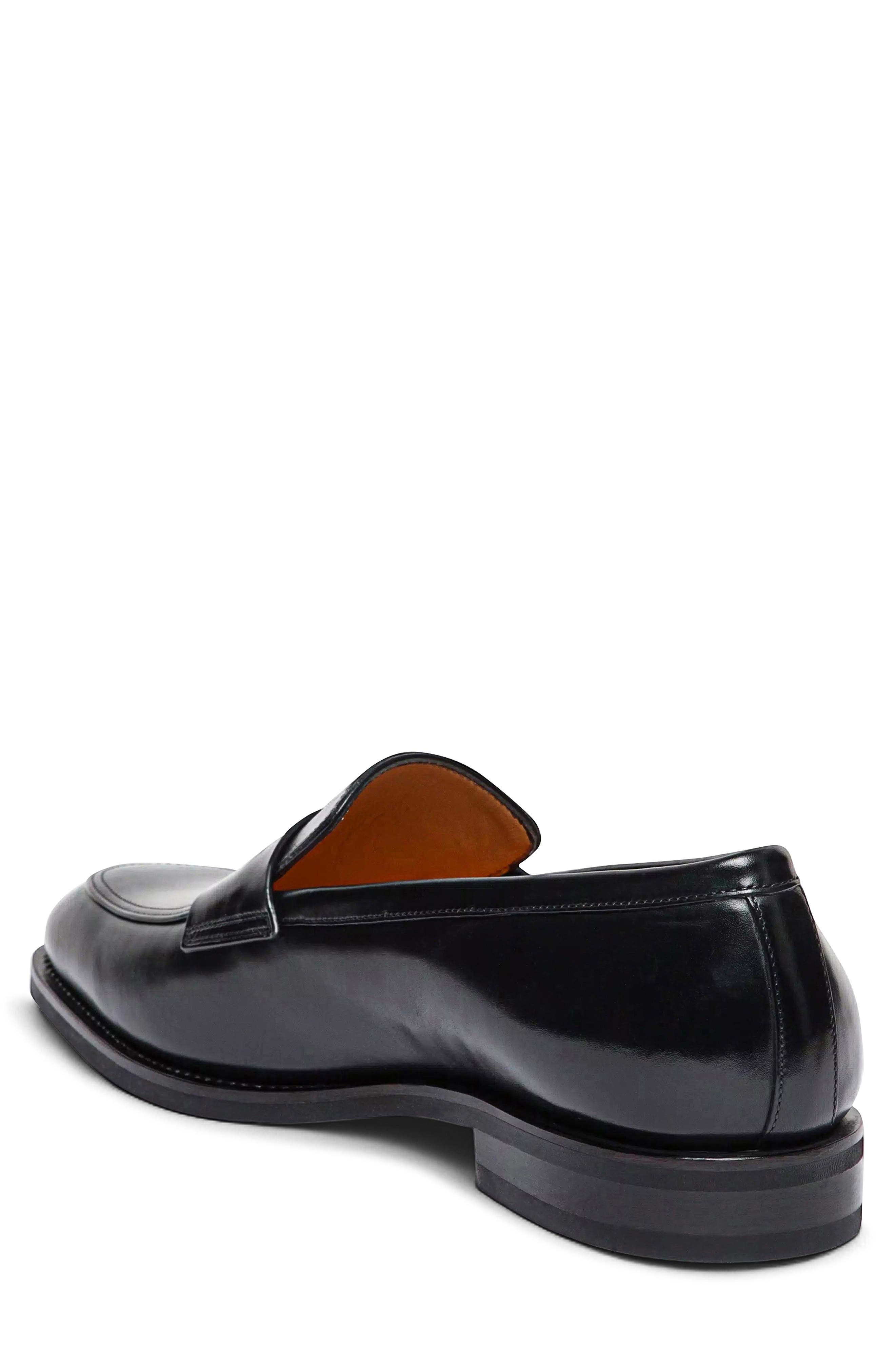 Santoni Gregor Patent Leather Penny Loafer, Alternate, color, Black