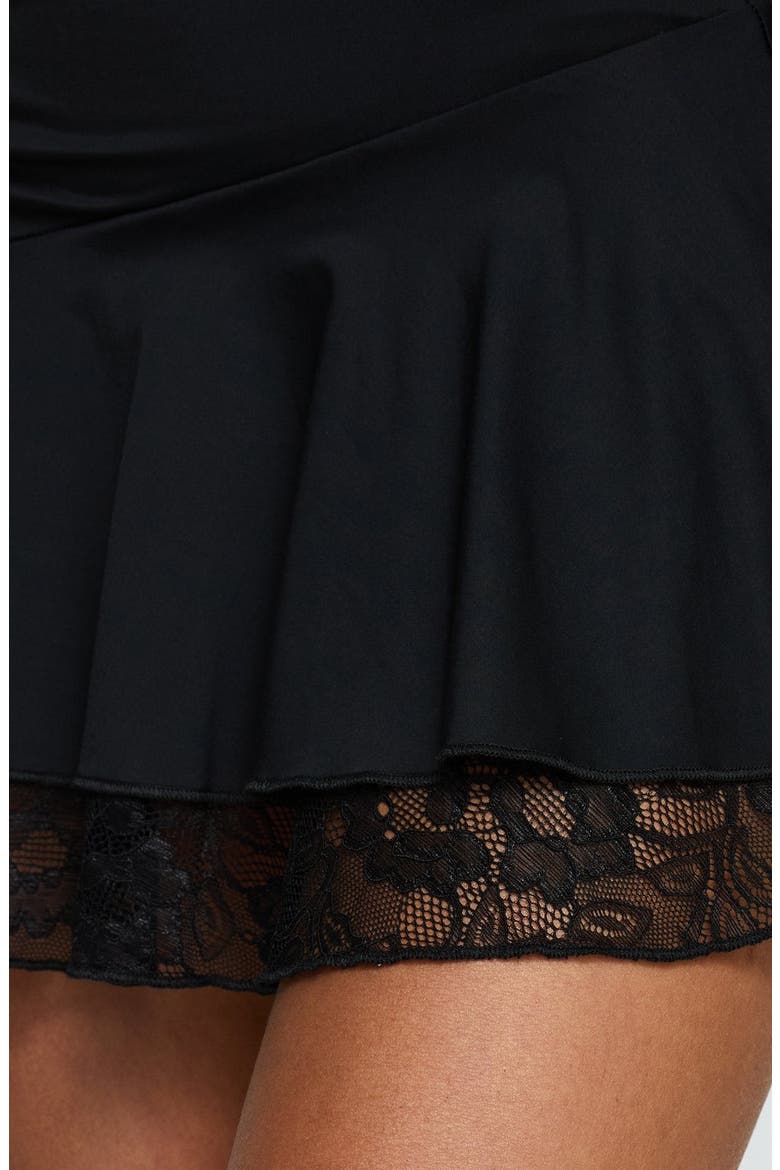 Love Is Alive Lace Trim Minidress, Alternate, color, BLACK