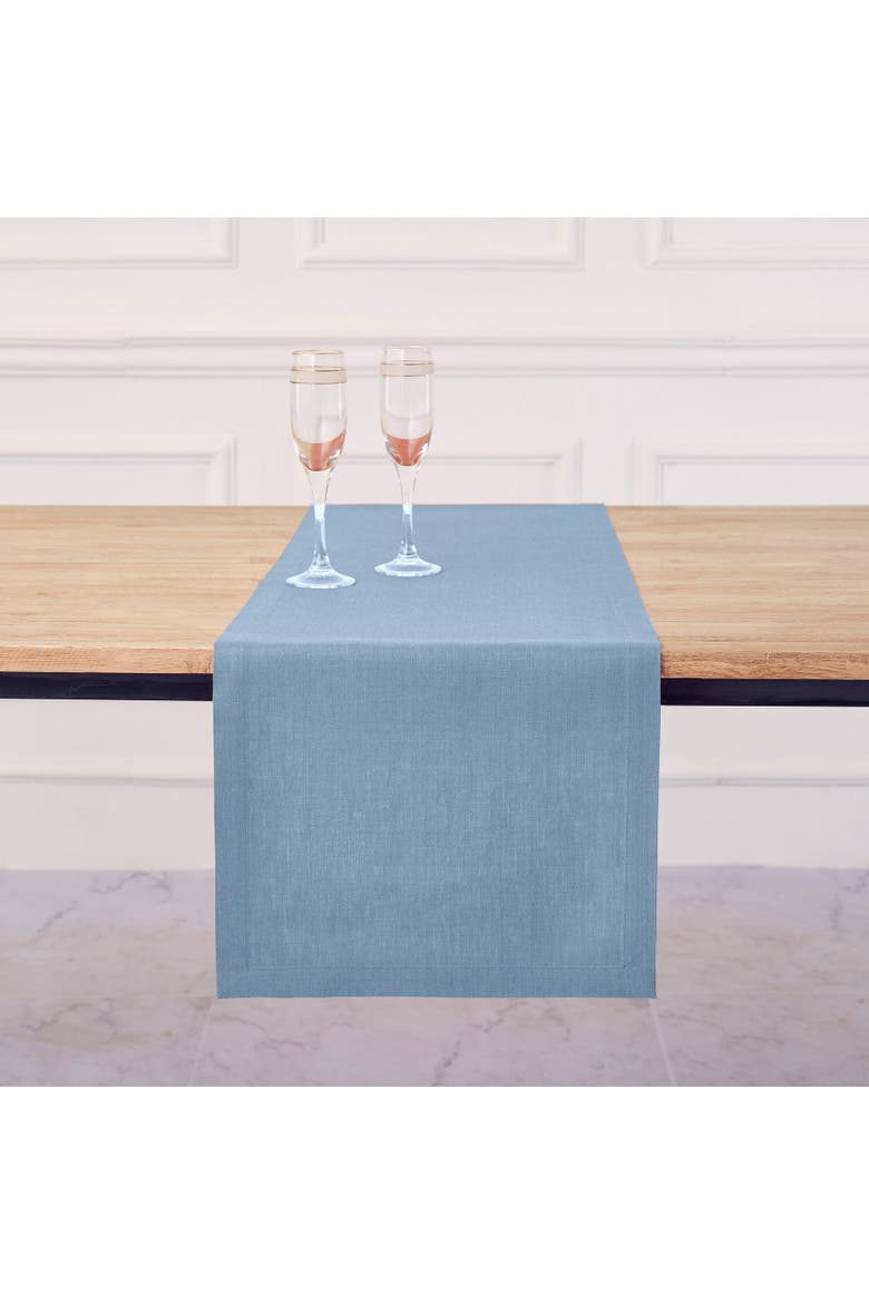 Linen Table Runner - Diana, Alternate, color, Dusty Chambray Blue