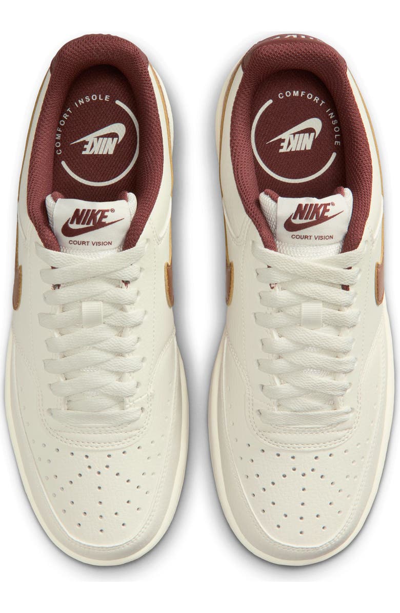 Nike Court Vision Low Sneaker, Alternate, color, Sail/ Metallic Gold-Red
