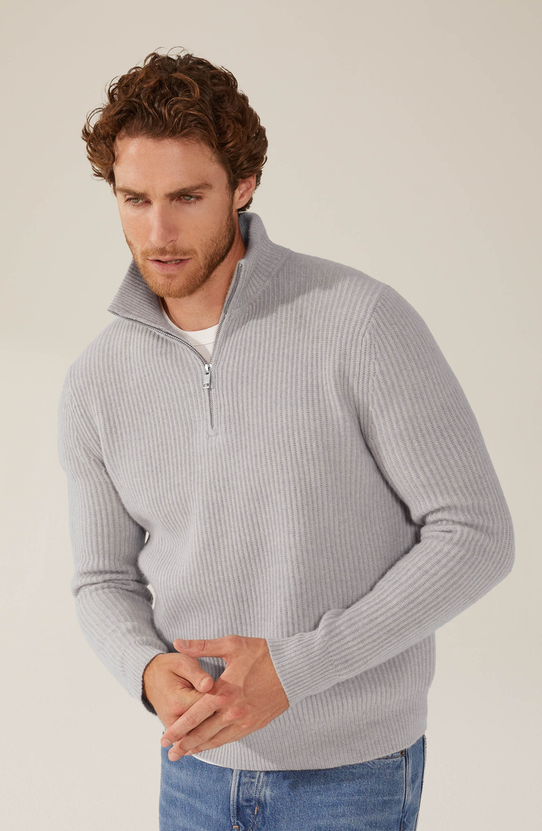 Italic Shane Chunky Cashmere Quarter Zip Pullover, Main, color, 