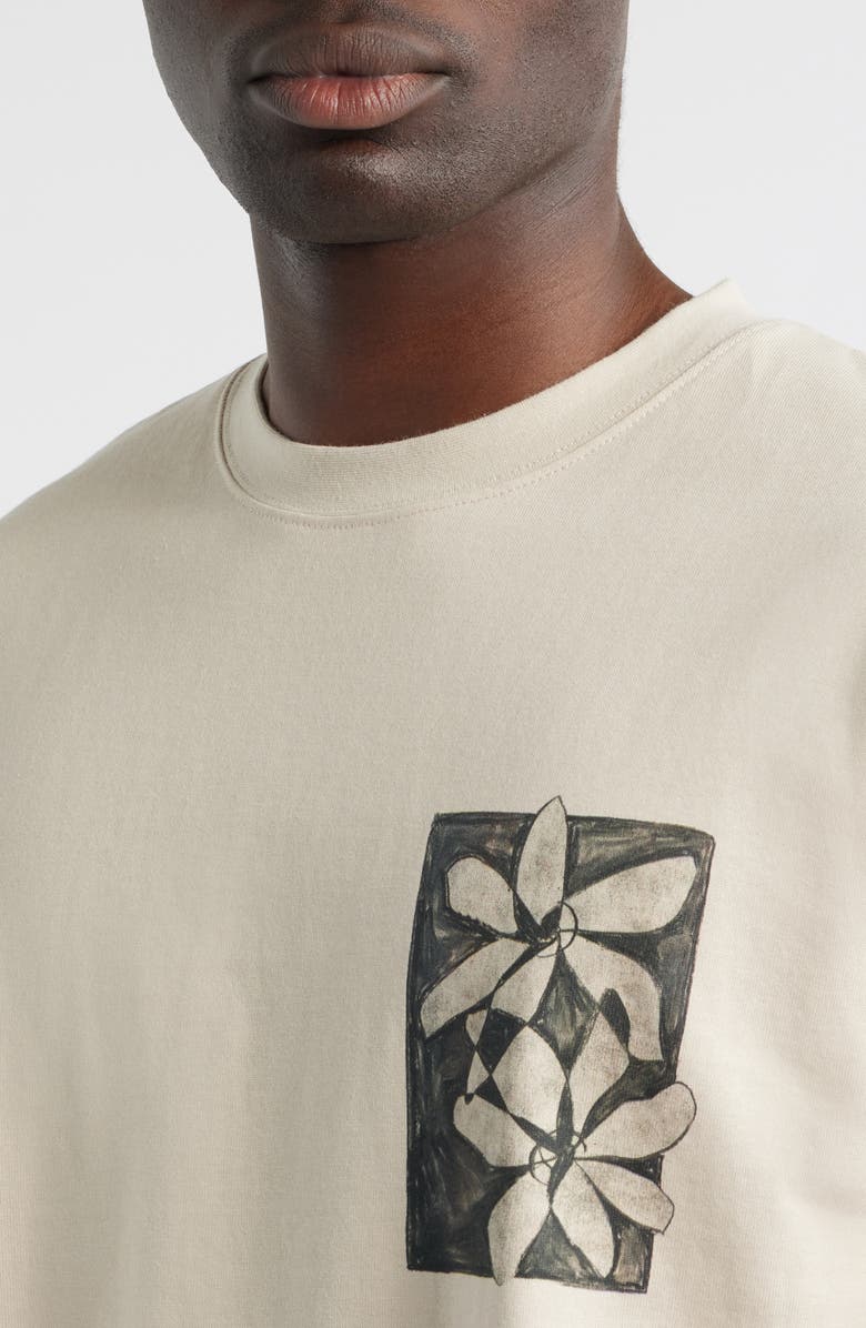 Topman Oversize Floral Graphic Cotton T-Shirt, Alternate, color, Stone