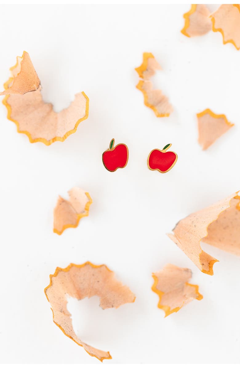 Pip Pop Apple Stud Earrings, Alternate, color, Red