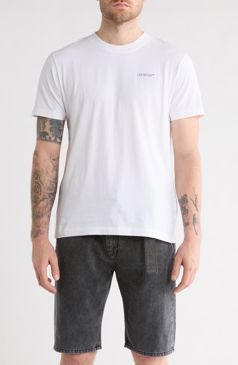 Off-White Arrow Logo Cotton Graphic T-Shirt, Main, color, White And Blue