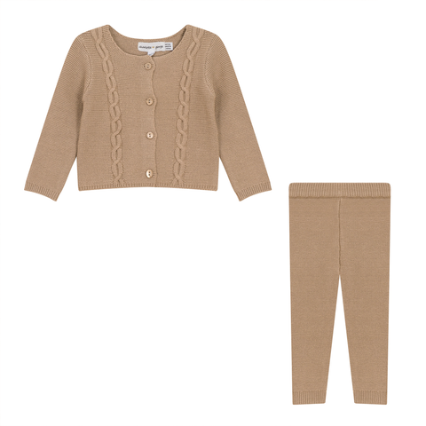 Garter Knit 2 Piece Long Sleeve Top and Pants Set (Baby)