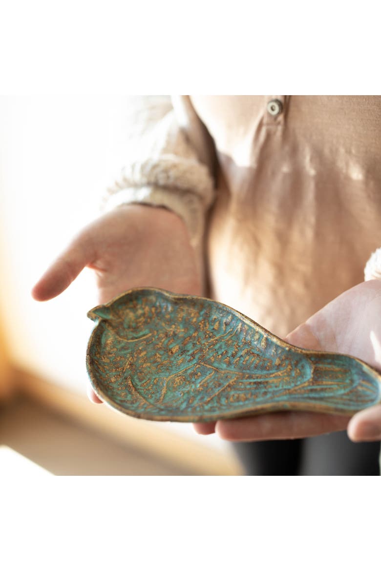 Abeline Patina Antique Trinket Tray Holder, Alternate, color, Blue