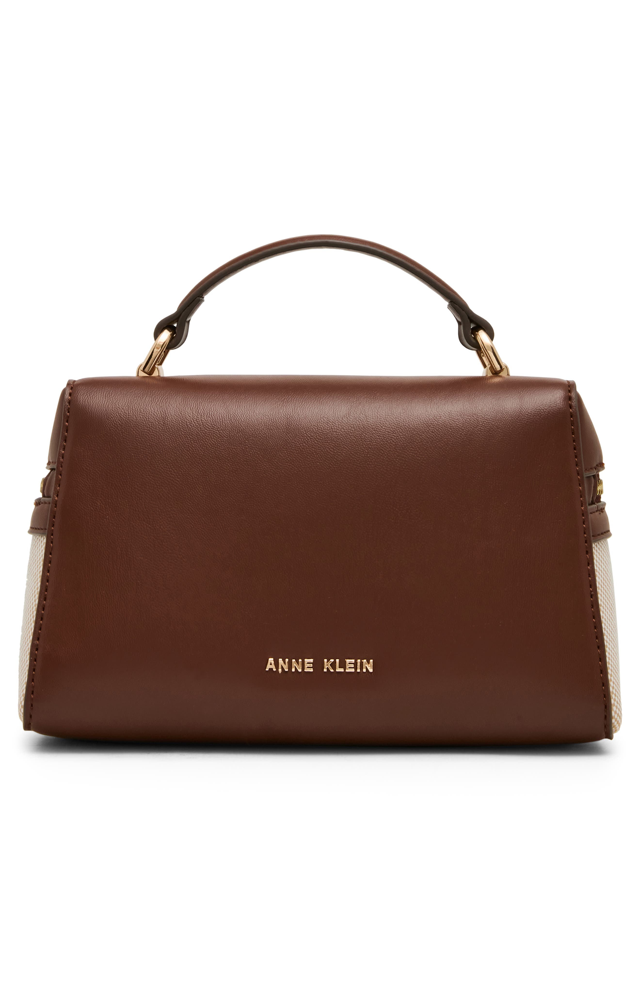 Faux Leather Trim Train Case Crossbody Bag, Alternate, color, WALNUT