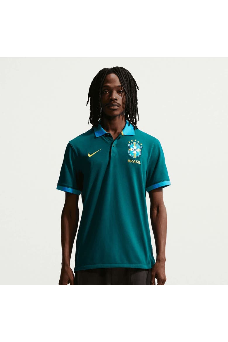 Men's Nike Green Brazil National Team Dri-FIT Polo, Main, color, Green