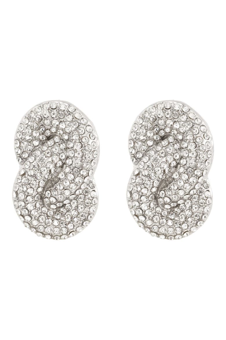 Crystal Knot Drop Earrings, Main, color, SILVER