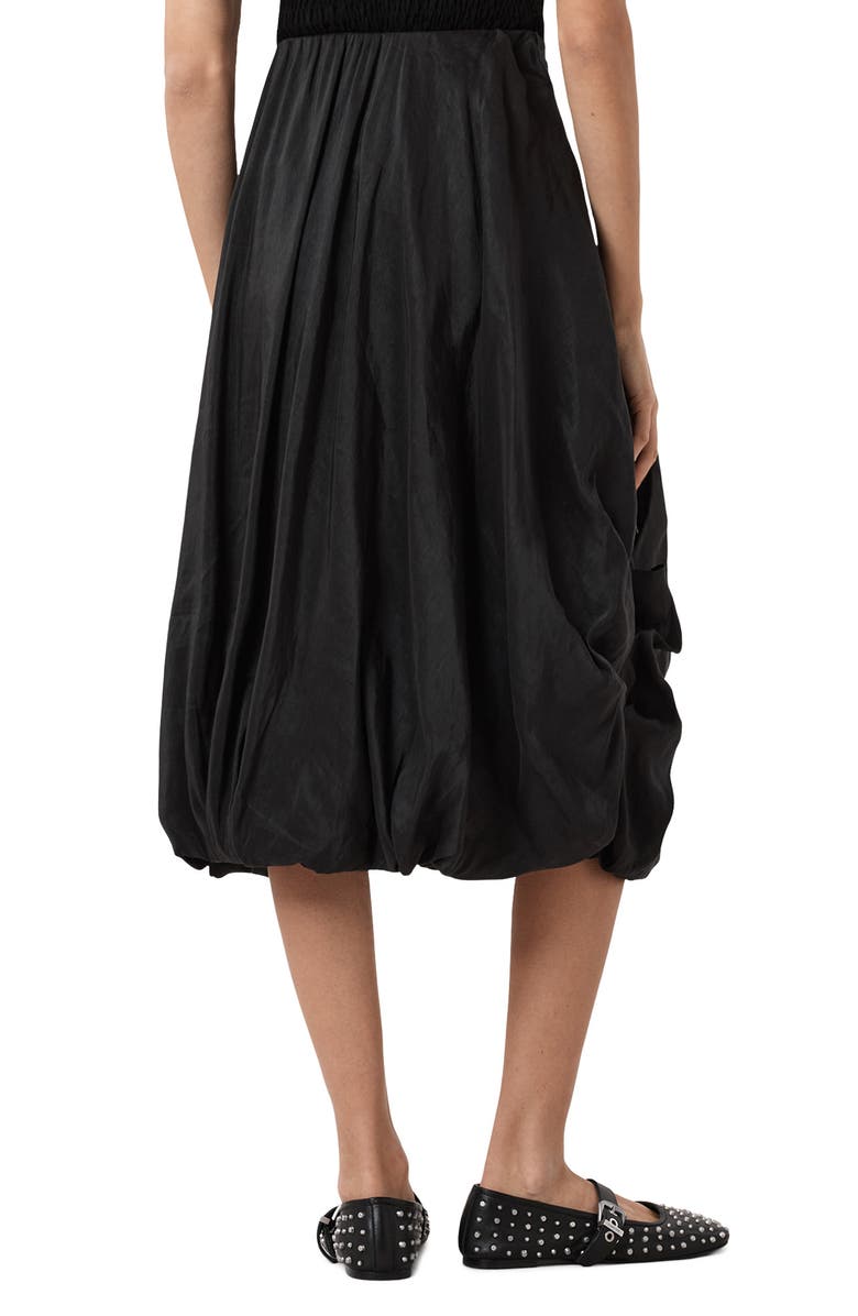 AllSaints Nia Pleated Bubble Hem Midi Skirt, Alternate, color, Black