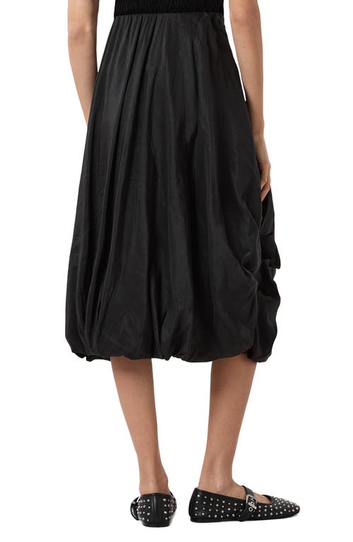 Allsaints Nia Pleated Bubble Hem Midi Skirt In Black