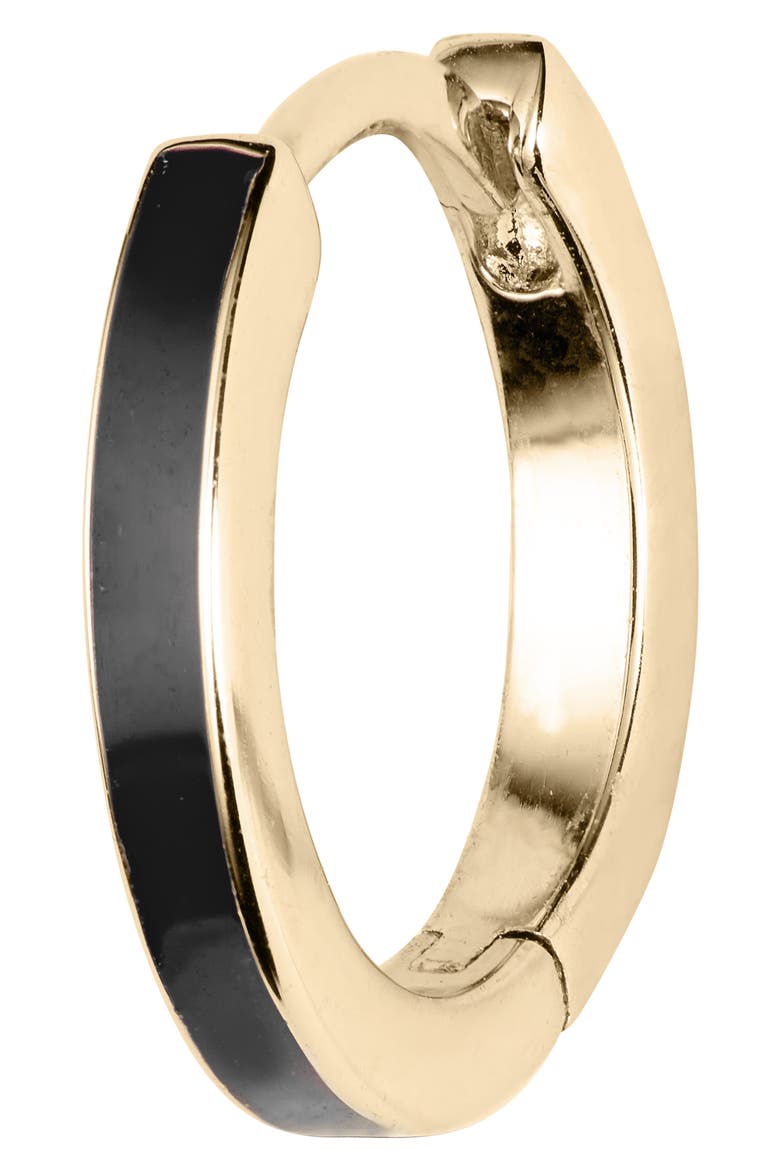 Victoria Enamel Huggie Hoop Earrings, Alternate, color, BLACK ENAMEL/ YELLOW GOLD