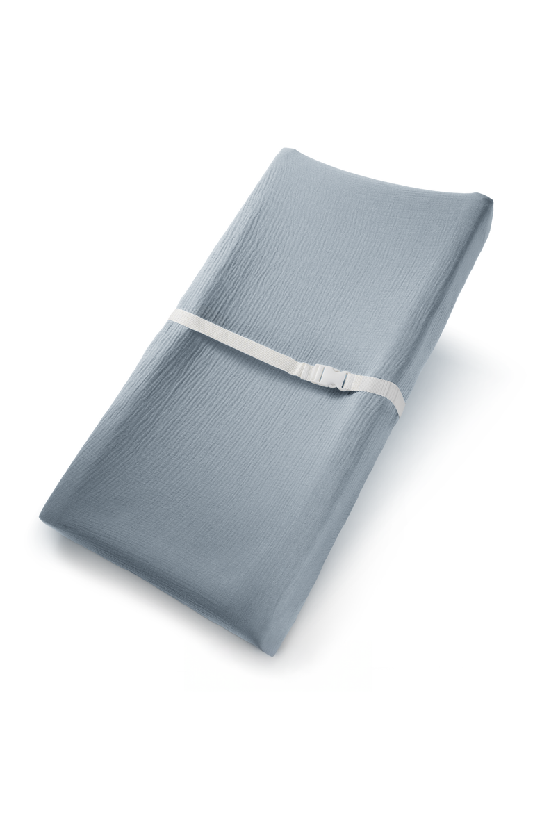 Muslin Fitted Changing Pad Cover, Main, color, Pacific Blue