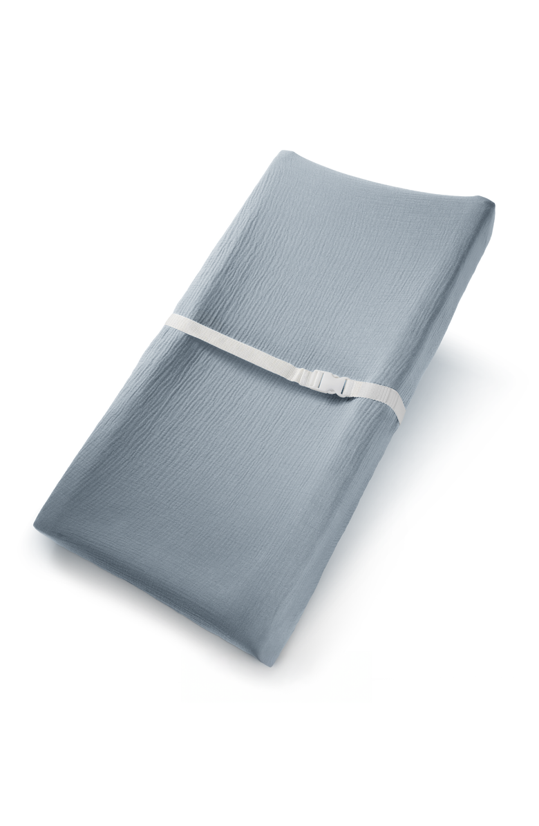 Comfy Cubs Muslin Fitted Changing Pad Cover, Main, color, Pacific Blue