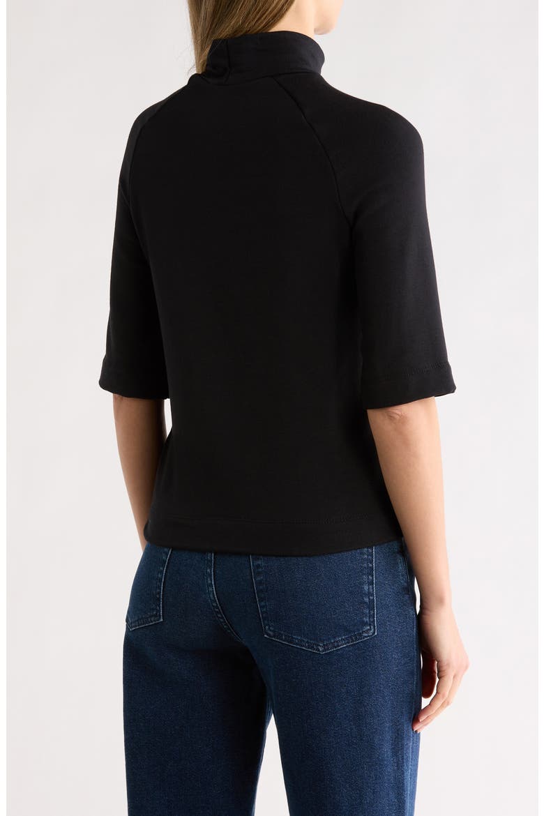 Mock Neck Short Sleeve Sweater, Alternate, color, BLACK