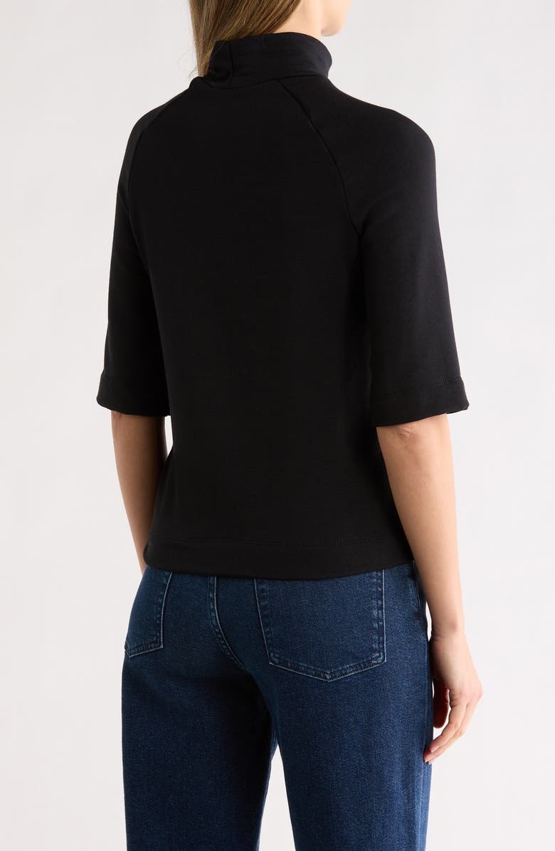 GO COUTURE Mock Neck Short Sleeve Sweater, Alternate, color, Black