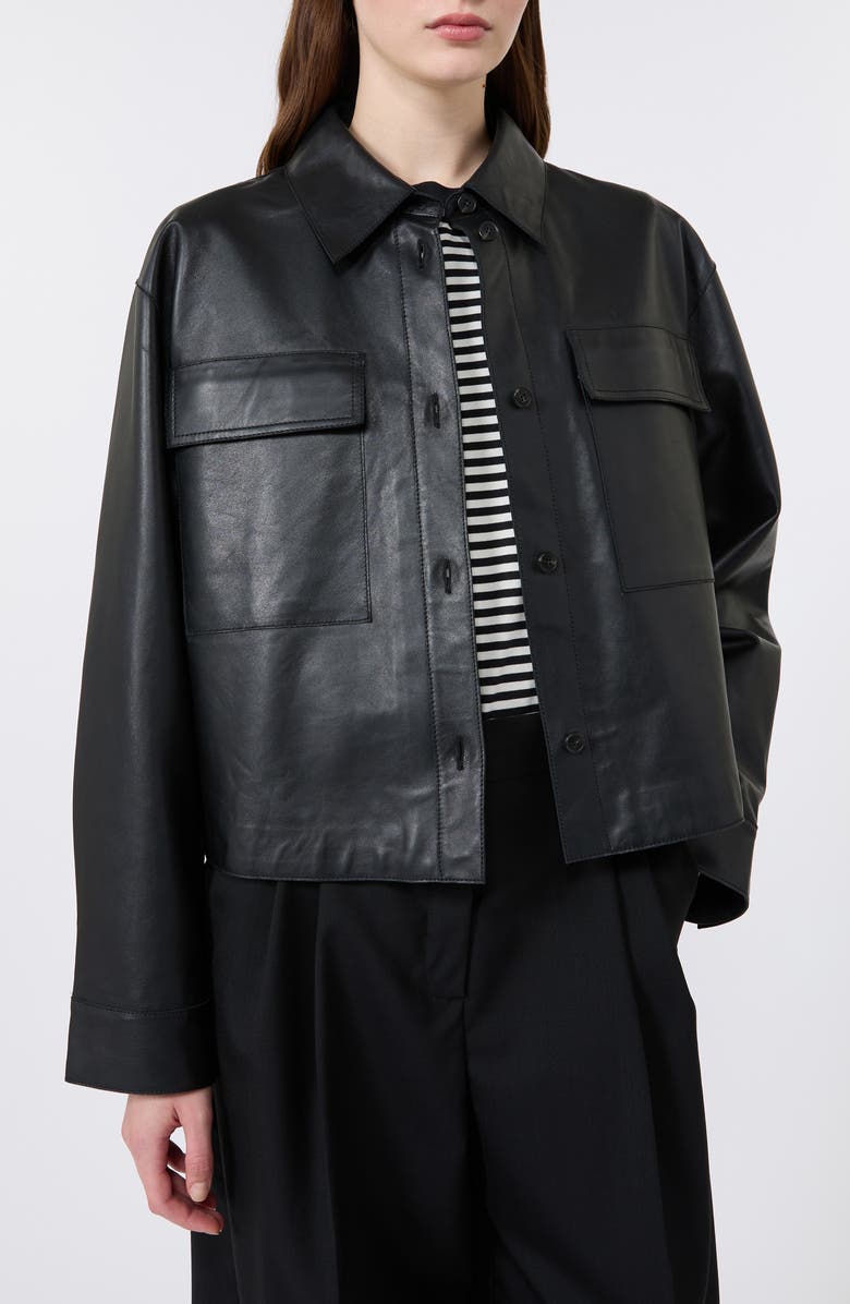 Weekend Max Mara Piovra Leather Jacket, Alternate, color, Black