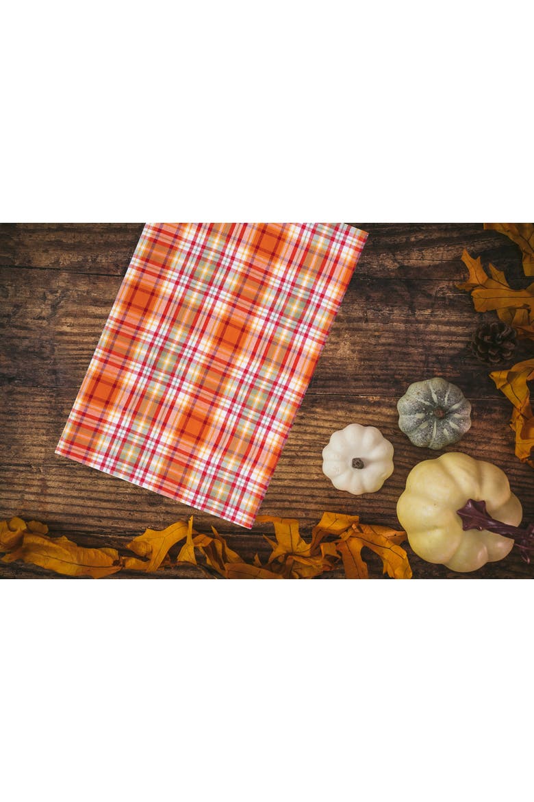 Briar Plaid Handwoven 100% Cotton Fall Kitchen Dishtowel, Alternate, color, Orange