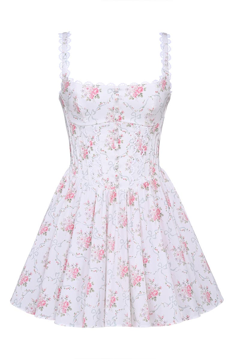 HOUSE OF CB Sade Floral Print Minidress, Alternate, color, Cream Rose