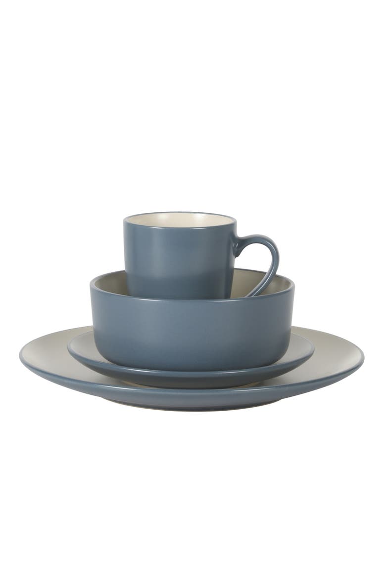 Oxford Blue 16-Piece Stoneware Dinnerware Set, Service for 4, Alternate, color, Echo blue