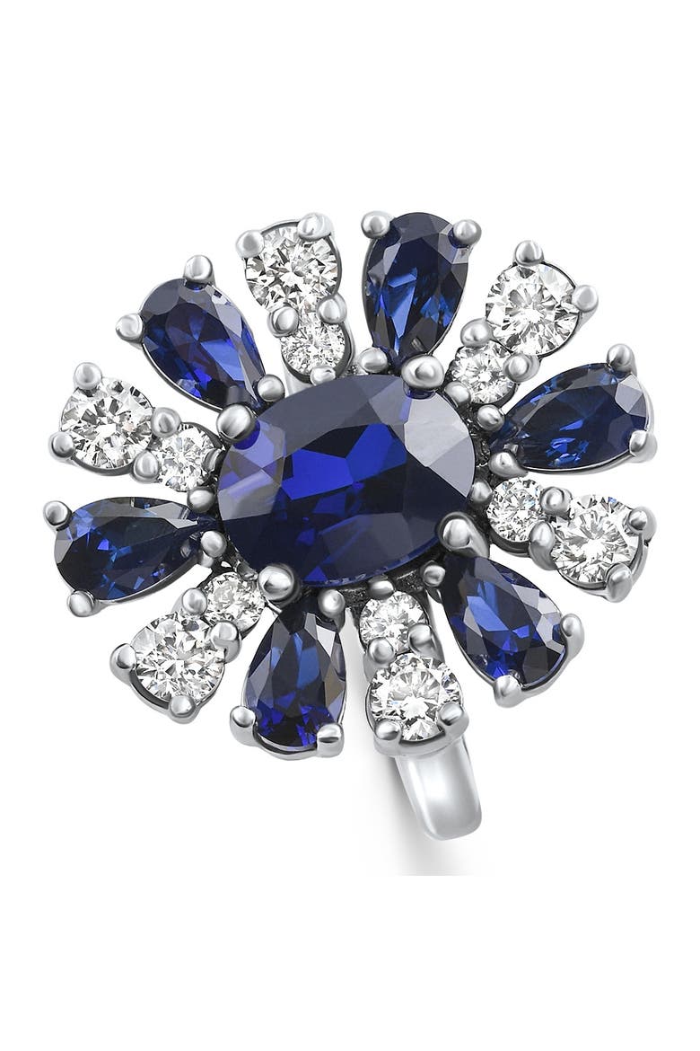 3.80Ct Nicole Blue Sapphire Diamond Ring 14k Gold Lab Grown, Alternate, color, 14k White Gold