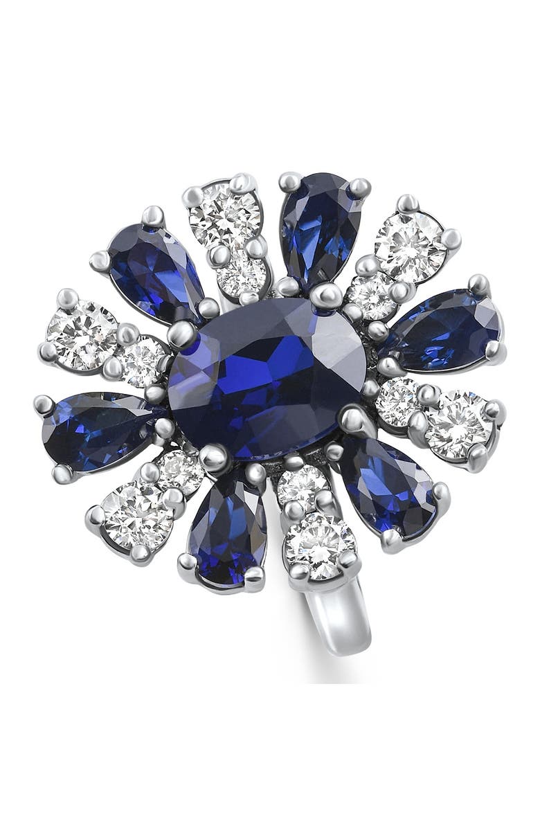 Bliss Diamond 3.80Ct Nicole Blue Sapphire Diamond Ring 14k Gold Lab Grown, Alternate, color, 14K White Gold