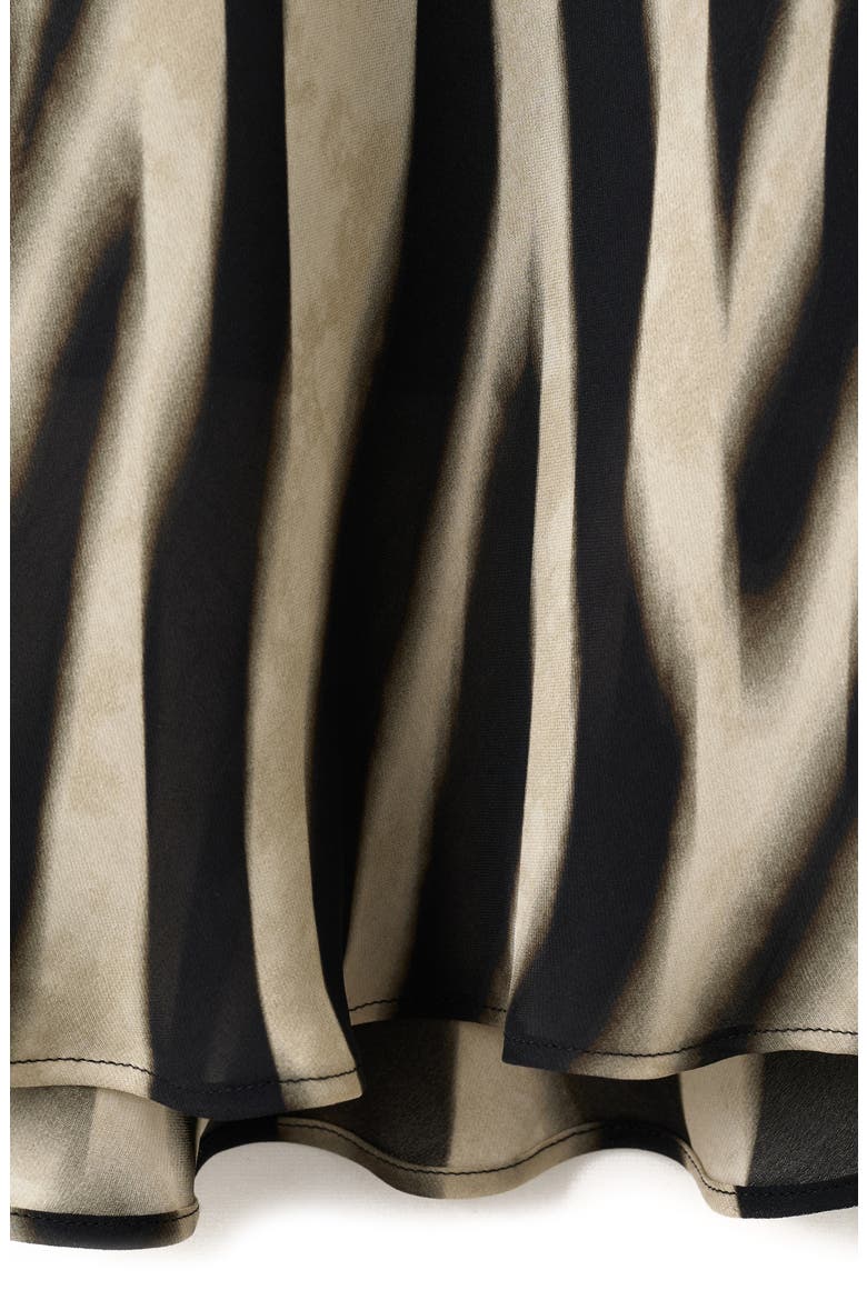 Abstract Zebra Stripe Long Sleeve Dress, Alternate, color, BLACK