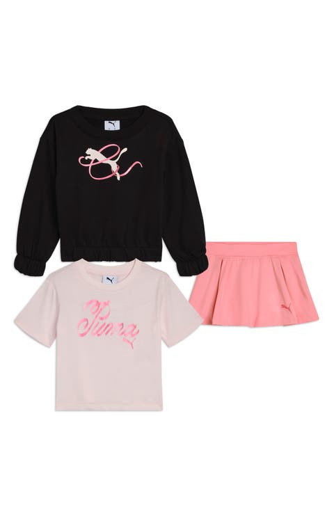 Kids' Crewneck Sweatshirt, Graphic T-Shirt & Skort Set (Big Kid)