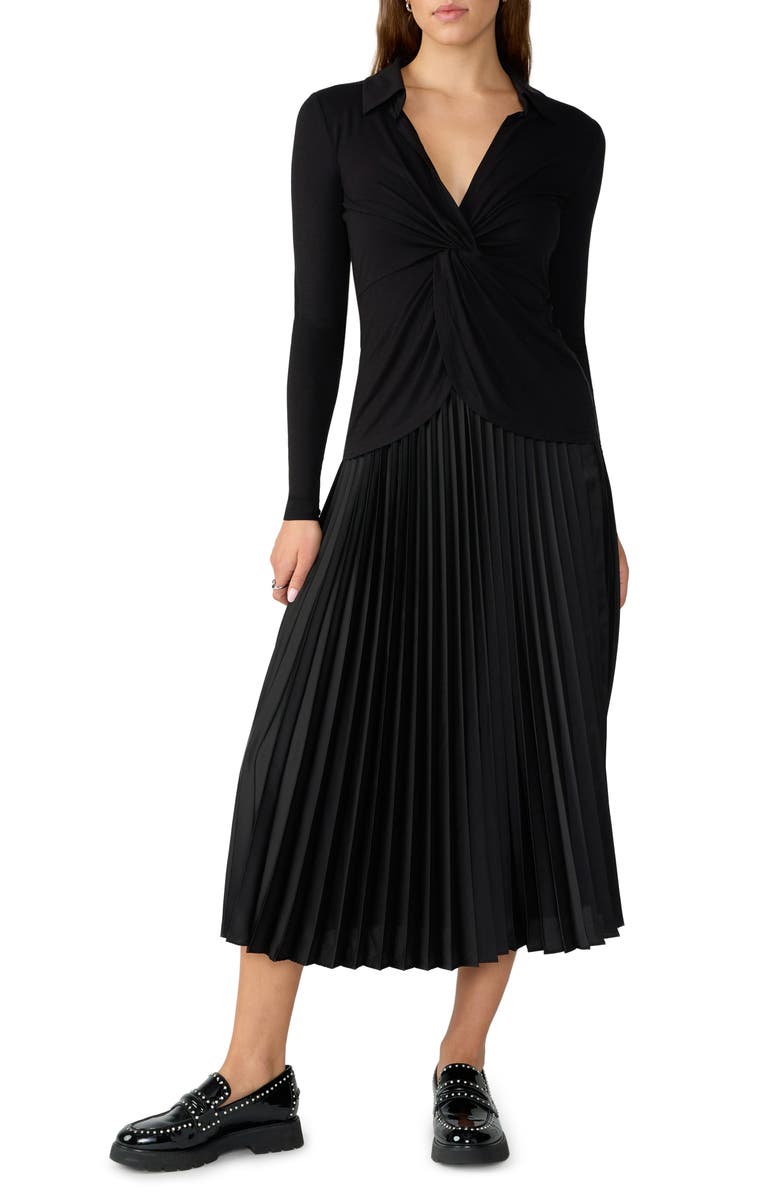 Sanctuary Everyday Pleated Satin Midi Skirt, Alternate, color, 