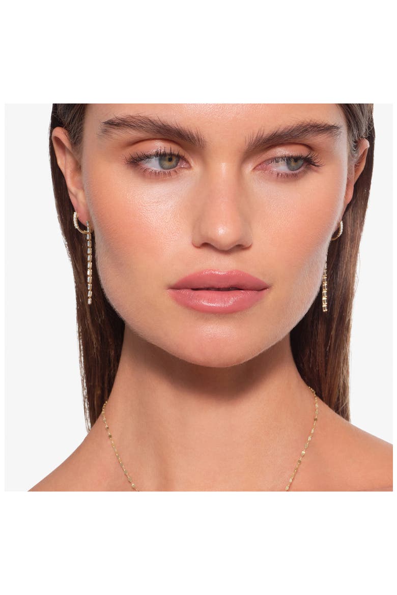 14K Gold Baguette Diamond Tennis Earrings, Alternate, color, YELLOW GOLD